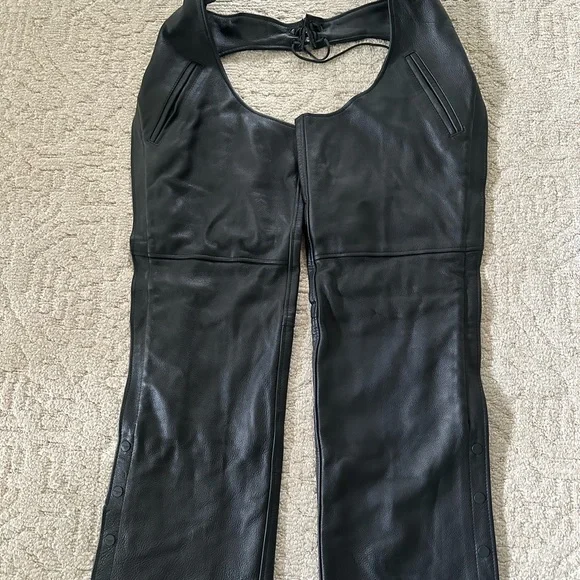 Leather jacket and chaps